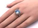 Silver Light Blue & Clear CZ Cluster Ring