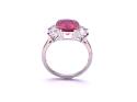 Silver Red & Clear CZ 3 Stone Ring