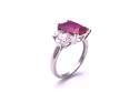 Silver Red & Clear CZ 3 Stone Ring