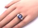 Silver Purple & Clear CZ 3 Stone Ring