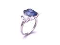 Silver Purple & Clear CZ 3 Stone Ring