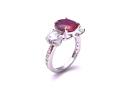 Silver Red & Clear CZ 3 Stone Ring