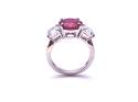 Silver Red & Clear CZ 3 Stone Ring