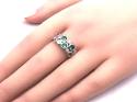 Silver Green & Clear CZ Bubble Ring