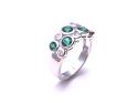 Silver Green & Clear CZ Bubble Ring