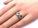 Silver Green & Clear CZ Bubble Ring