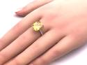 Silver Yellow CZ Dress Ring