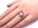 Silver Light Blue CZ Solitaire Dress Ring