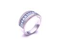 Silver Light Blue & Clear CZ Pave Band Ring