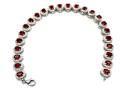 Silver Red & White CZ Oval Cluster Bracelet