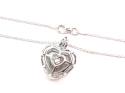 Silver Caged Pearl Heart Pendant & Chain