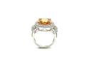 Silver Orange & White CZ Fancy Ring