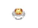 Silver Orange & White CZ Fancy Ring