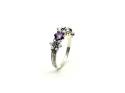 Silver Amethyst & Pearl Fancy Floral Ring