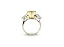 Silver Canary Yellow & White CZ 3 Stone Ring