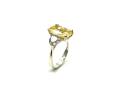 Silver Canary Yellow & White CZ 3 Stone Ring