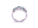 Silver Green & Clear CZ Bubble Ring