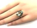 9ct Green Quartz & Diamond Ring