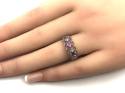 9ct Pink Topaz & Diamond Pave Ring