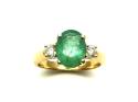 18ct Yellow Gold Emerald & Diamond Ring