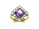 18ct Gold Amethyst & Diamond Ring