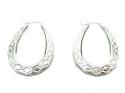 Silver Patterned Hoop Earrings