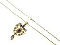 9ct Gold Amethyst Pendant & Chain