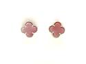 Silver Pink Clover Stud Earrings