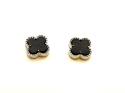 Silver Black Clover Stud Earrings