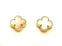 Silver Gold Plated MOP Clover Stud Earrings