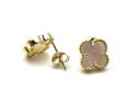 Silver Gold Plated MOP Clover Stud Earrings