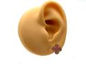 Silver Gold Plated Pink Clover Stud Earrings