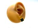 Silver Gold Plated Green Clover Stud Earrings