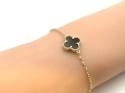 Silver Gold Plated Black Clover Bracelet