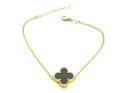 Silver Gold Plated Black Clover Bracelet