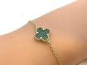 Silver Gold Plated Green Clover Bracelet