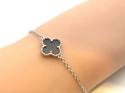 Silver Black Clover Bracelet