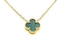 Silver Gold Plated Green Clover Necklet