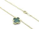 Silver Gold Plated Green Clover Necklet