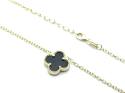 Silver Gold Plated Black Clover Necklet