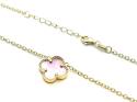 Silver Gold Plated Pink Clover Necklet