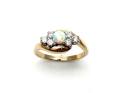 9ct Yellow Gold Created Opal & CZ Ring