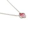 Silver Pink Clover Necklet 16-18 inches