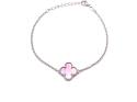 Silver Pink Clover Bracelet 6.5 to 7.5 inches