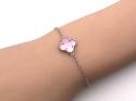 Silver Pink Clover Bracelet 6.5 to 7.5 inches