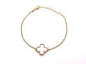 Gold Plated Pink Clover Bracelet 6.5 to 7.5 inche