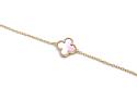 Gold Plated Pink Clover Bracelet 6.5 to 7.5 inche