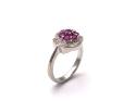 Silver Ruby & Diamond Cluster Ring