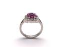 Silver Ruby & Diamond Cluster Ring