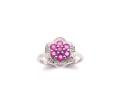 Silver Ruby & Diamond Cluster Ring